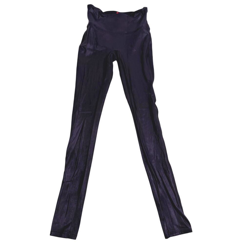 Spanx Sleek Faux Leather Leggings Small Black Slim Edgy Going Out Party Minimal - Picture 2 of 7